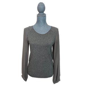 Velvet Grey Cashmere And Silk Sleeve Blouse